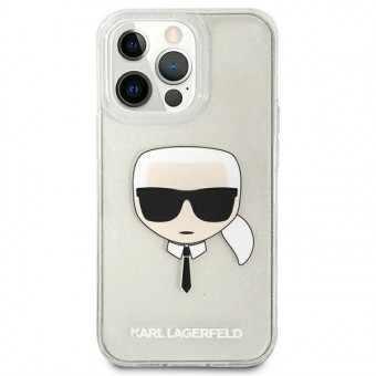 Karl Lagerfeld szilikon tok iphone 13 Pro, iphone 13, glitter ezüst kemény tok