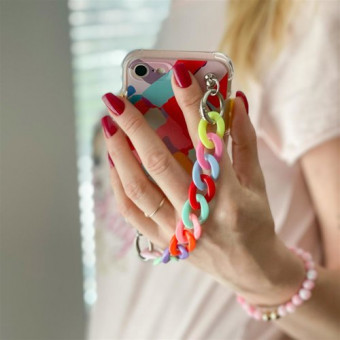iPhone 13 színes szilikon tok, lánccal, 4-es minta
