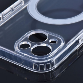 iphone 14 Magsafes szilikon tok, kamera védővel, átlátszó,  prémium Dobozos