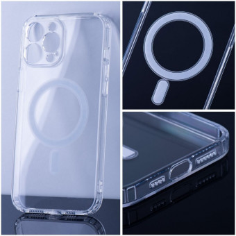 iphone 14 Plus Magsafes szilikon tok, kamera védővel, átlátszó,  prémium Dobozos