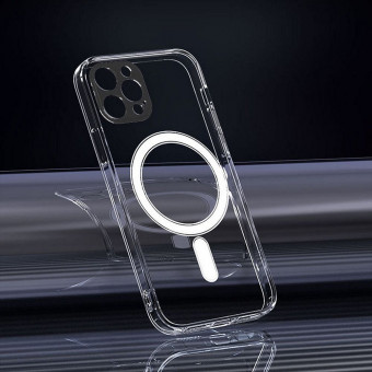 iphone 14 Plus Magsafes szilikon tok, kamera védővel, átlátszó,  prémium Dobozos