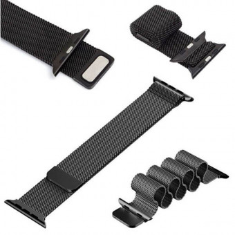 Apple Watch fém szíj, milánói stílus, 42/44 mm, fekete