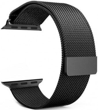 Apple Watch fém szíj, milánói stílus, 42/44 mm, fekete