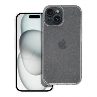 CLEAR tok 2mm  iPhone 15,  átlátszó csillogó