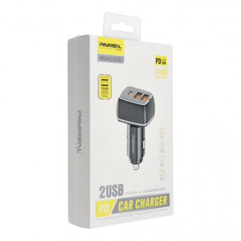 PAVAREAL autós töltő Type C PD 20W + 2x USB 4.8A PA-CC65 fekete