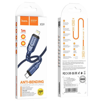 Hoco Victory X59 Type C - Lightnig kábel, 3A, 20W , 1M kék