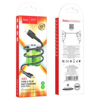 Hoco adatkábel Type C- Lightning  fekete 1m 20W X83