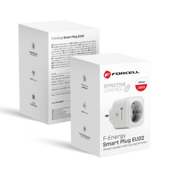 FORCELL F-ENERGY EU02 Okos konnektot 230V WiFi-vel, programozóval és Tuya/Amazon Alexa támogatással