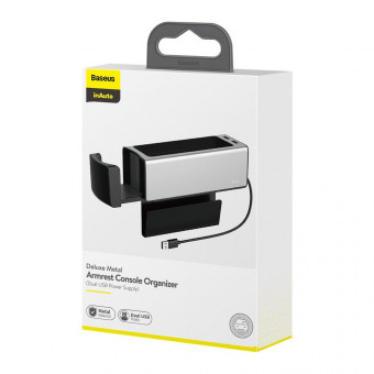 Baseus autós könyöklő tároló pohártartóval, 2X usb