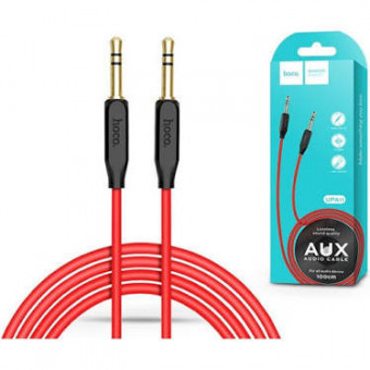 Hoco Aux kábel, 3.5 jack - 3.5 jack, piros-fekete, 1M ECO