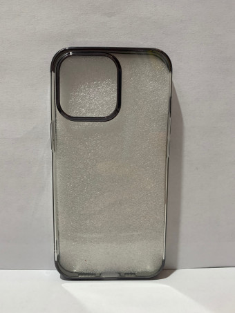 Szilikon tok, átlátszó, fényes fekete keret, clear color iphone 13 pro
