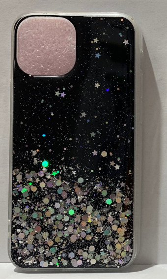 Szilikon tok, Star Glitter, iphone 13 Pro Max fekete